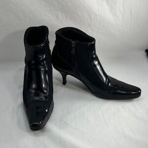 Prada Leather & Fabric Side Zip Booties Women's Ankle Boots Black Sz 40